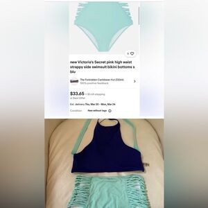 PINK! CUTEST SWIMSUIT EVER! Top is a Small and high waisted bottoms are a M!🌻🌻